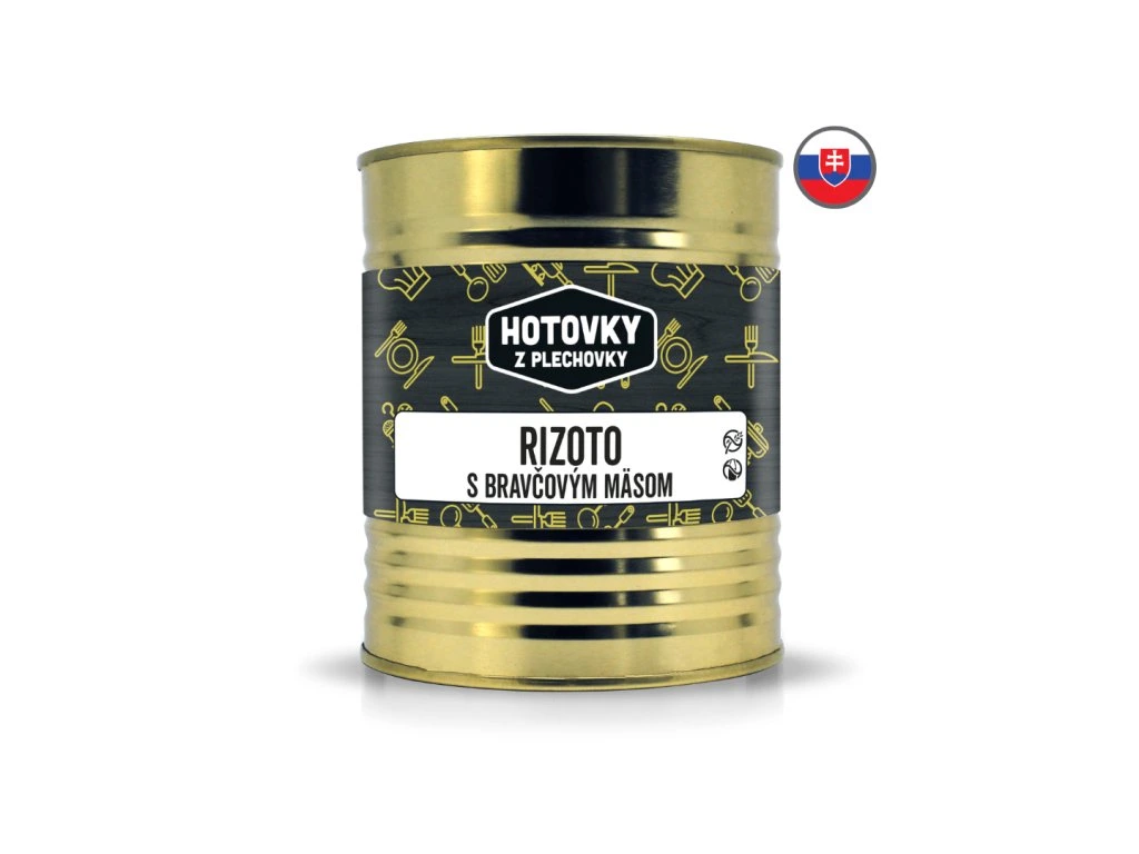 Rizoto s bravovm msom HOTOVKY Z PLECHOVKY 800g