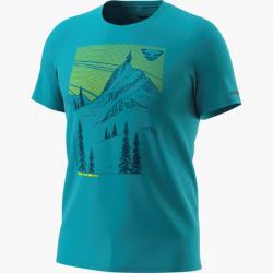 Triko DYNAFIT Artist series DRI t-shirt storm blue ski traces on top
